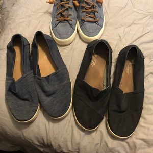 Two pair of Tom’s slip on Canvas Avalon Shoes